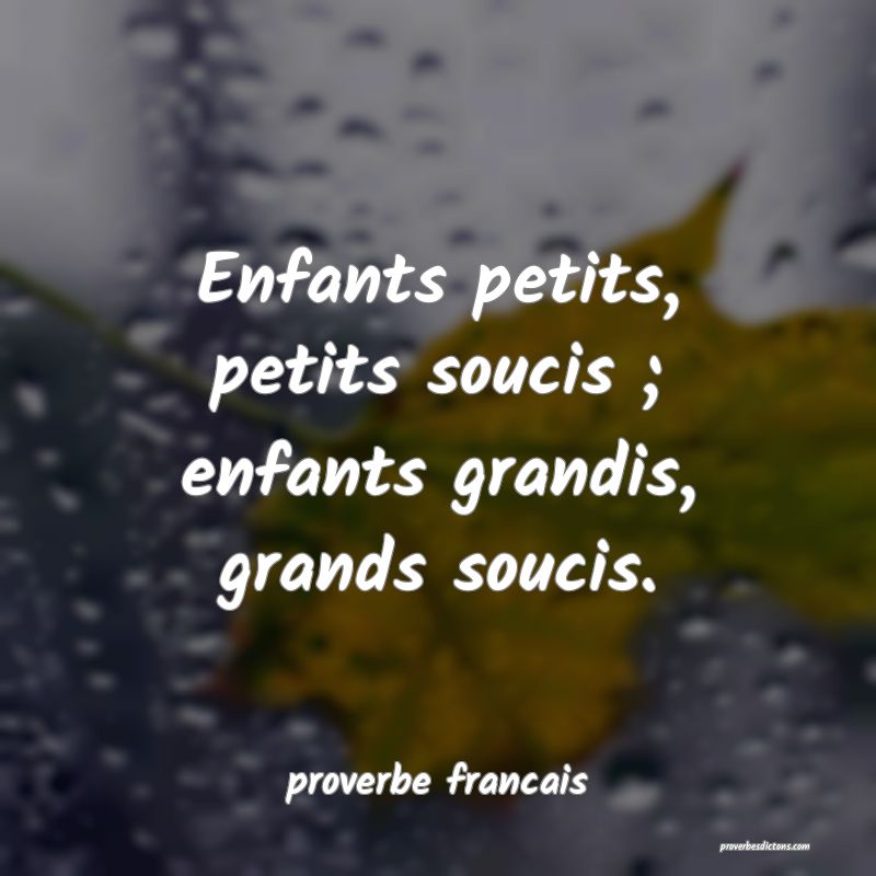 Enfants petits, petits soucis ; enfants grandis, grands soucis.