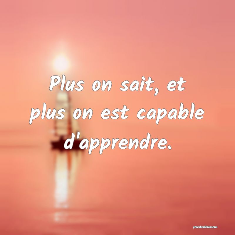 Plus on sait, et plus on est capable d'apprendre.