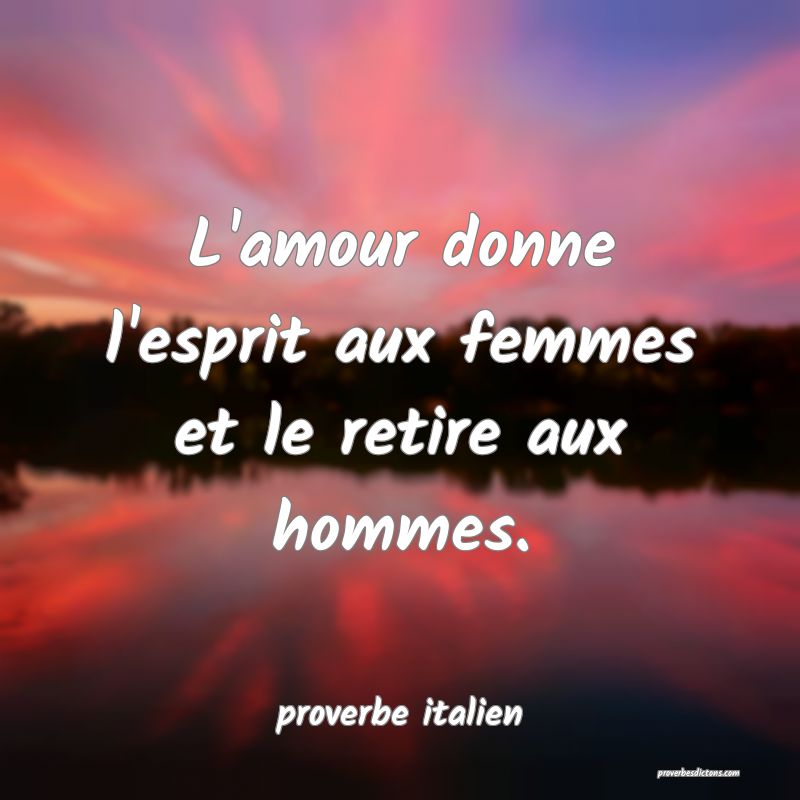 L'amour donne l'esprit aux femmes et le retire aux hommes.