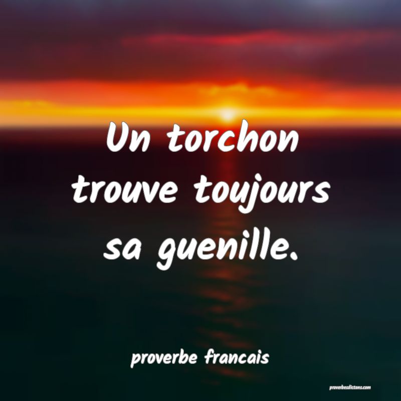 Un torchon trouve toujours sa guenille.