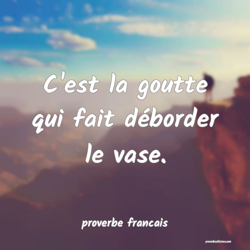 C'est la goutte qui fait déborder le vase.