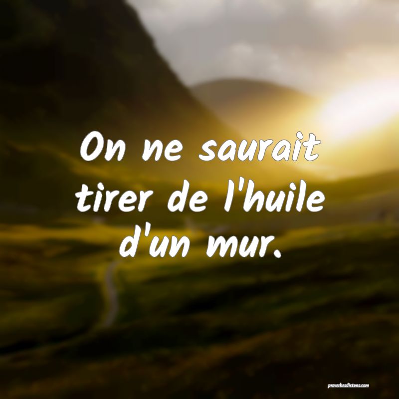 On ne saurait tirer de l'huile d'un mur.