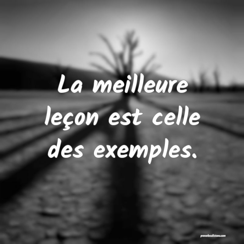 La meilleure leçon est celle des exemples.