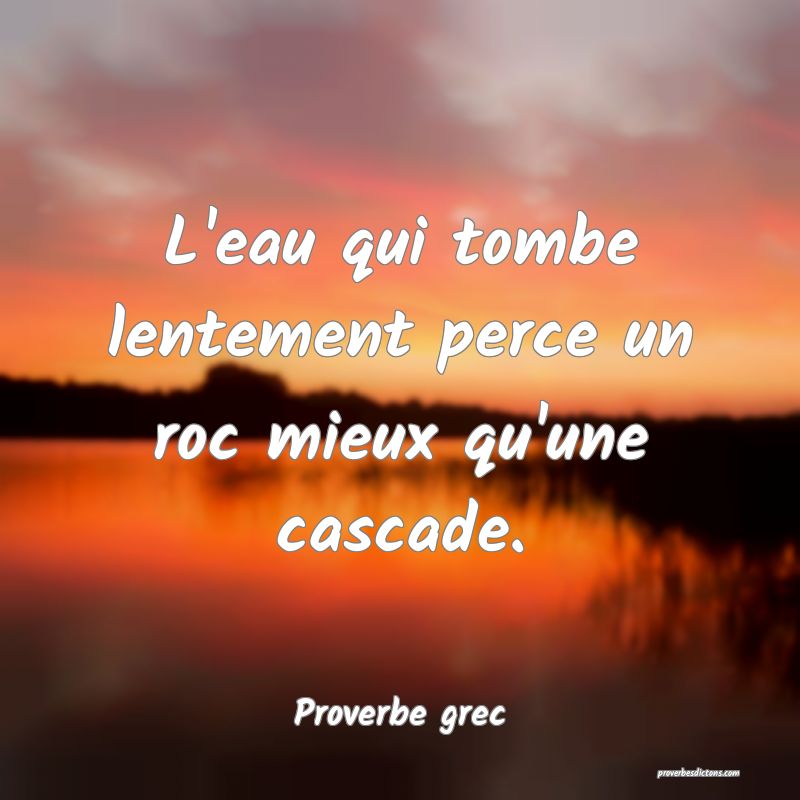 L'eau qui tombe lentement perce un roc mieux qu'une cascade.