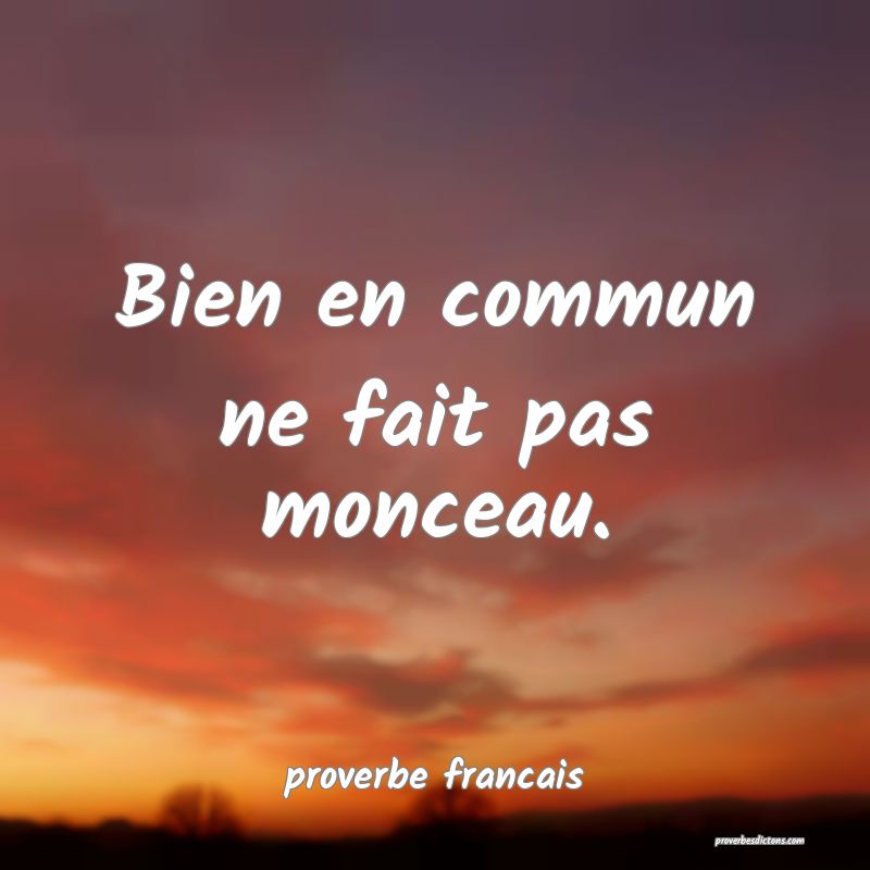 Bien en commun ne fait pas monceau.