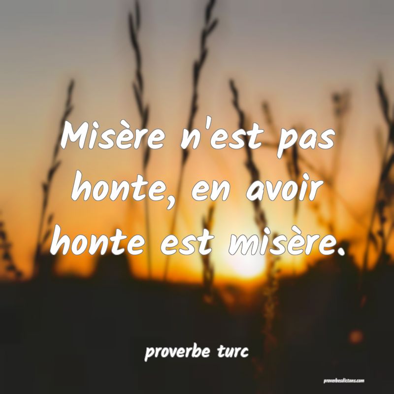 Misère n'est pas honte, en avoir honte est misère.