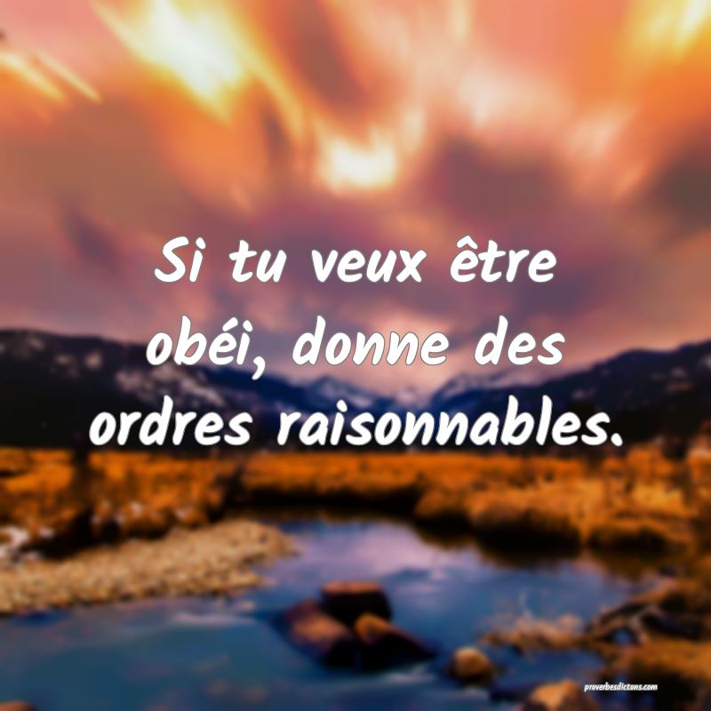 Si tu veux être obéi, donne des ordres raisonnables.