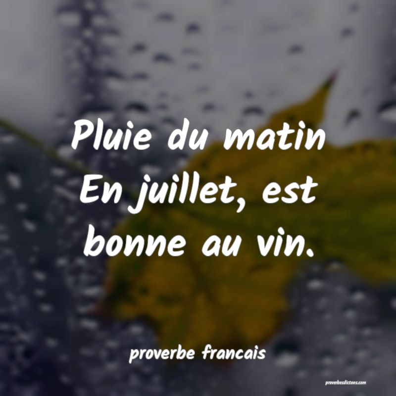 Pluie du matin
En juillet, est bonne au vin.