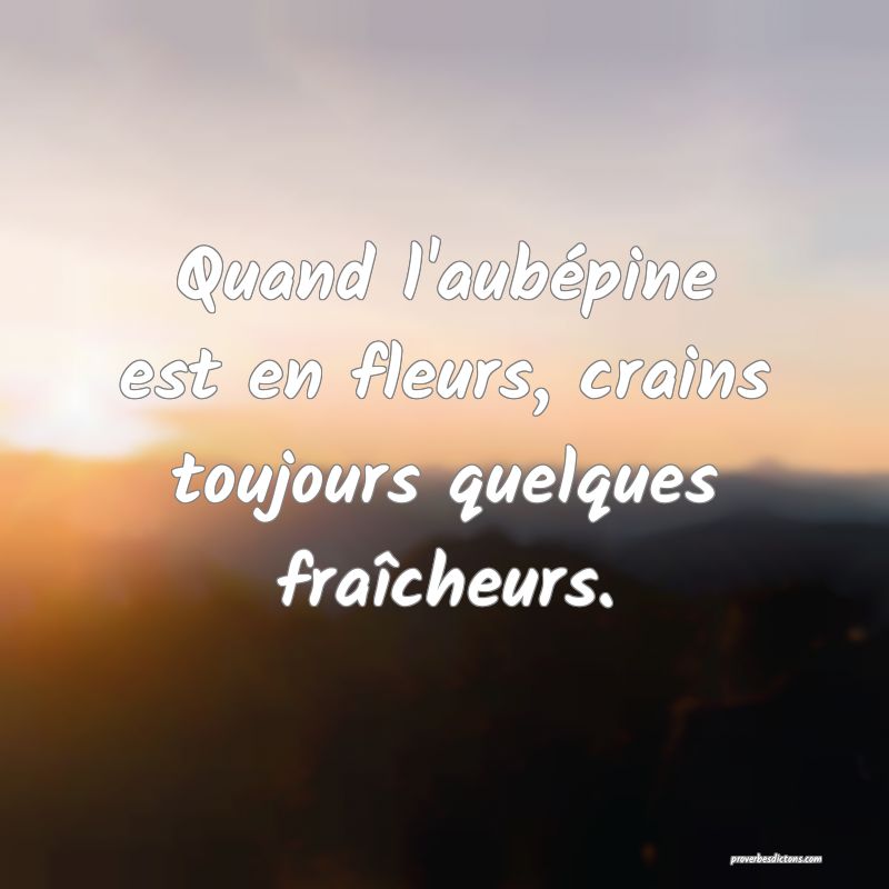 Quand l'aubépine est en fleurs, crains toujours quelques fraîcheurs.