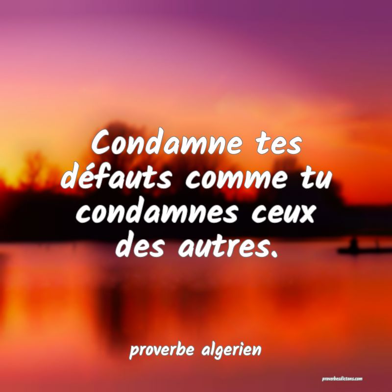  Condamne tes défauts comme tu condamnes ceux des autres.