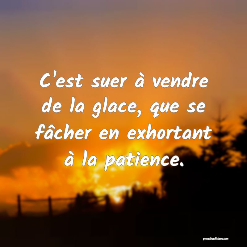 C'est suer à vendre de la glace, que se fâcher en exhortant à la patience.