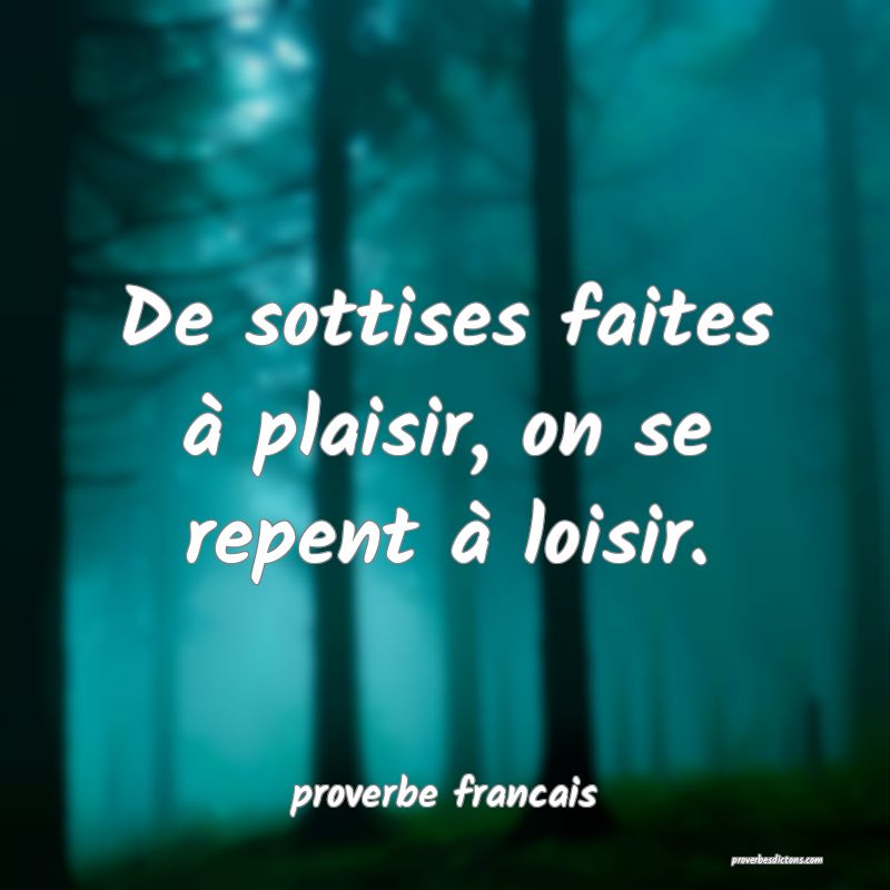 De sottises faites à plaisir, on se repent à loisir.