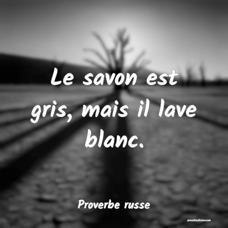 Le savon est gris, mais il lave blanc.
