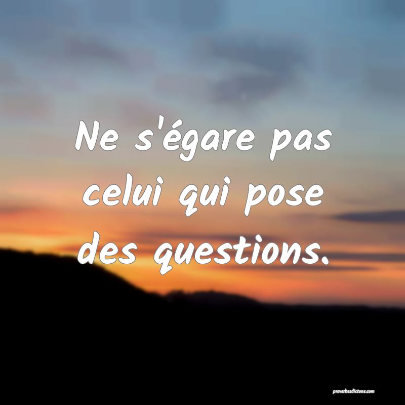 Ne s'égare pas celui qui pose des questions.