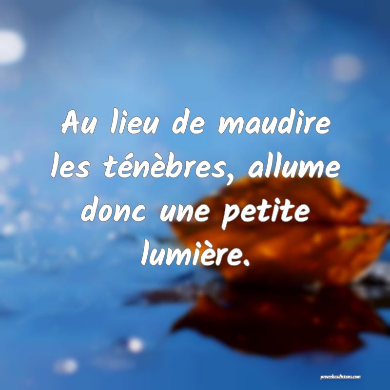 Au lieu de maudire les ténèbres, allume donc une petite lumière.
