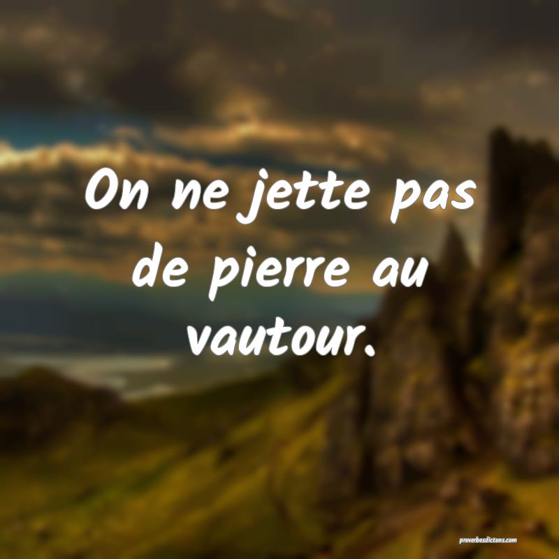 On ne jette pas de pierre au vautour.