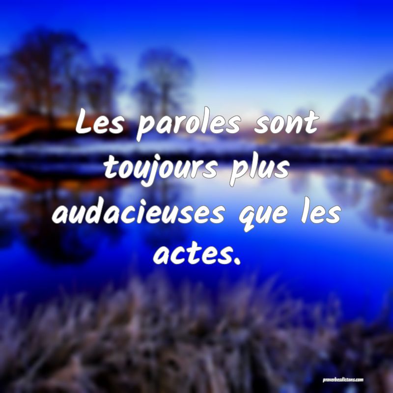 Les paroles sont toujours plus audacieuses que les actes.