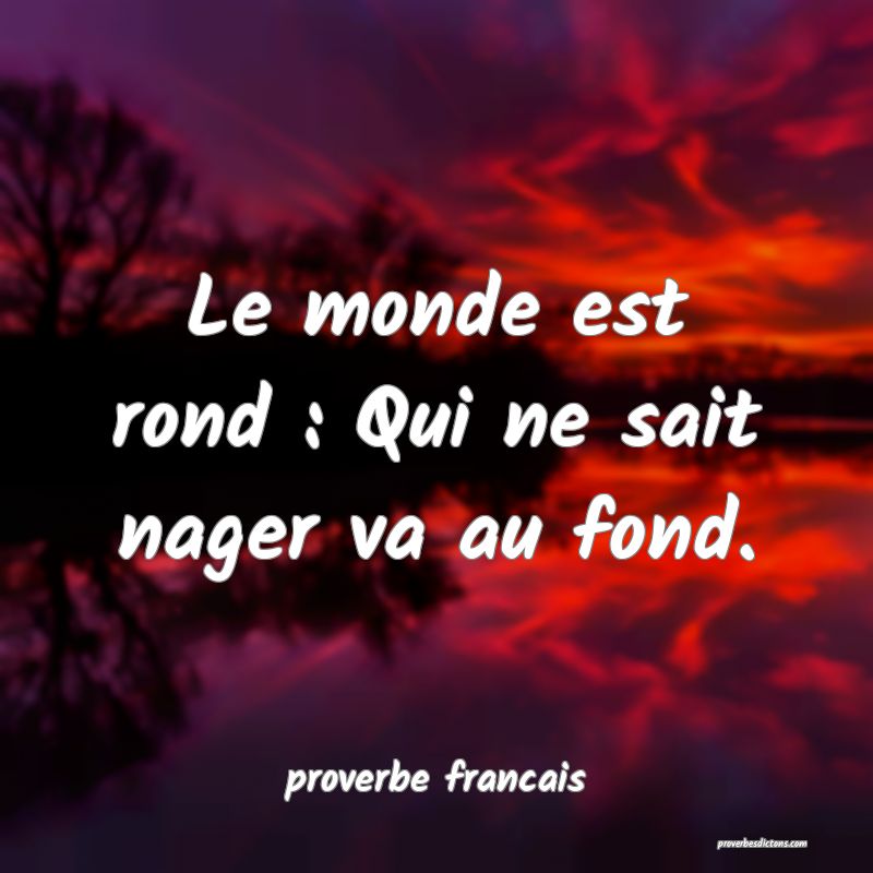 Le monde est rond : Qui ne sait nager va au fond.