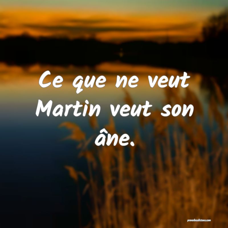 Ce que ne veut Martin veut son âne.