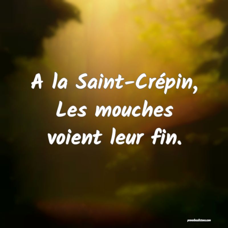 A la Saint-Crépin,
Les mouches voient leur fin.