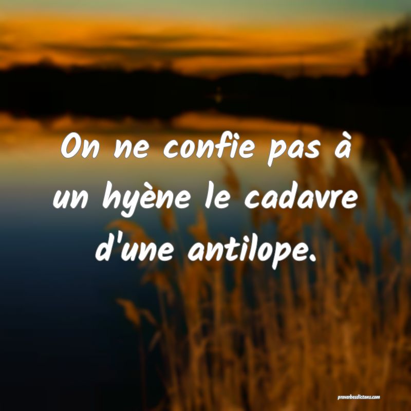 On ne confie pas à un hyène le cadavre d'une antilope.