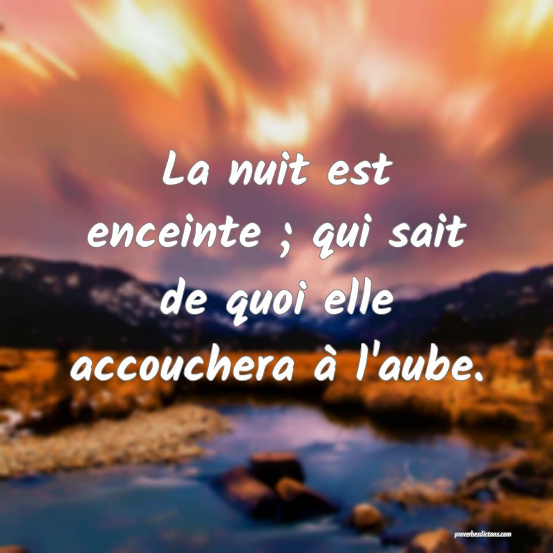 La nuit est enceinte ; qui sait de quoi elle accouchera à l'aube.