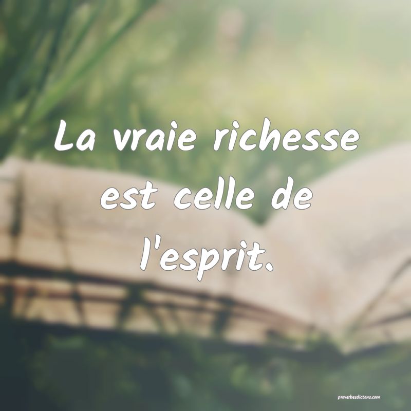 La vraie richesse est celle de l'esprit.