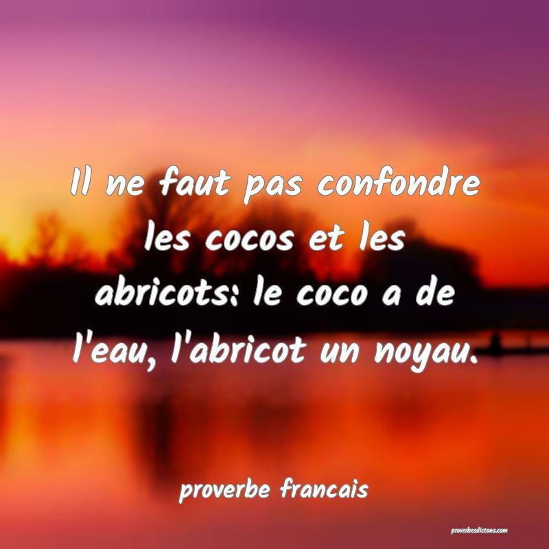 Il ne faut pas confondre les cocos et les abricots: le coco a de l'eau, l'abricot un noyau.