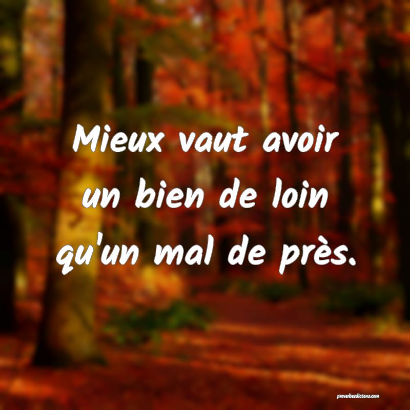 Mieux vaut avoir un bien de loin qu'un mal de près.