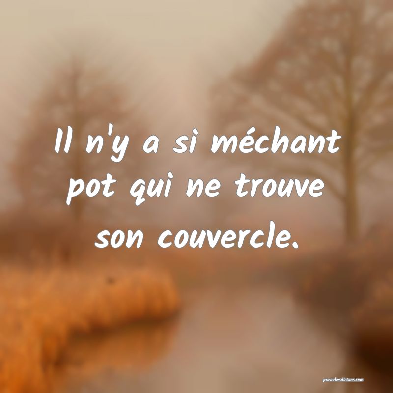 Il n'y a si méchant pot qui ne trouve son couvercle.
