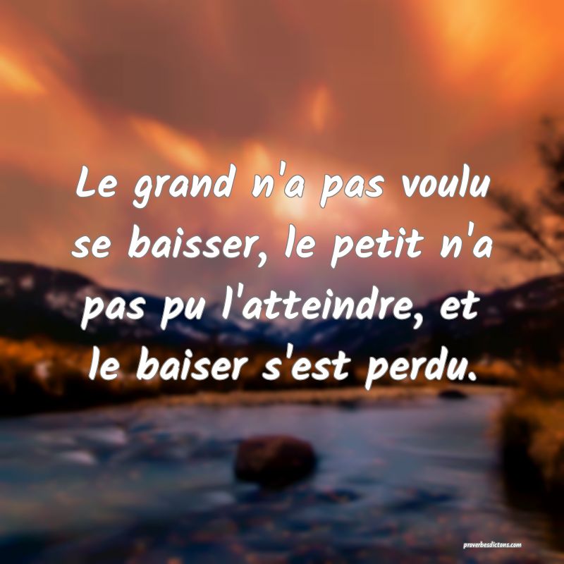 Le grand n'a pas voulu se baisser, le petit n'a pas pu l'atteindre, et le baiser s'est perdu.