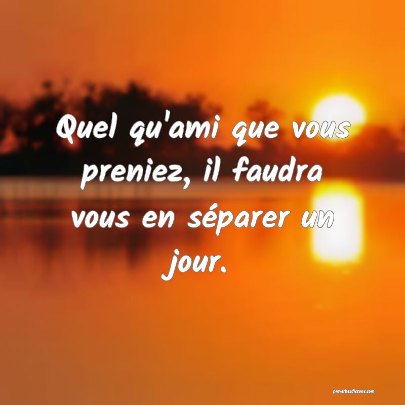 Quel qu'ami que vous preniez, il faudra vous en séparer un jour.
