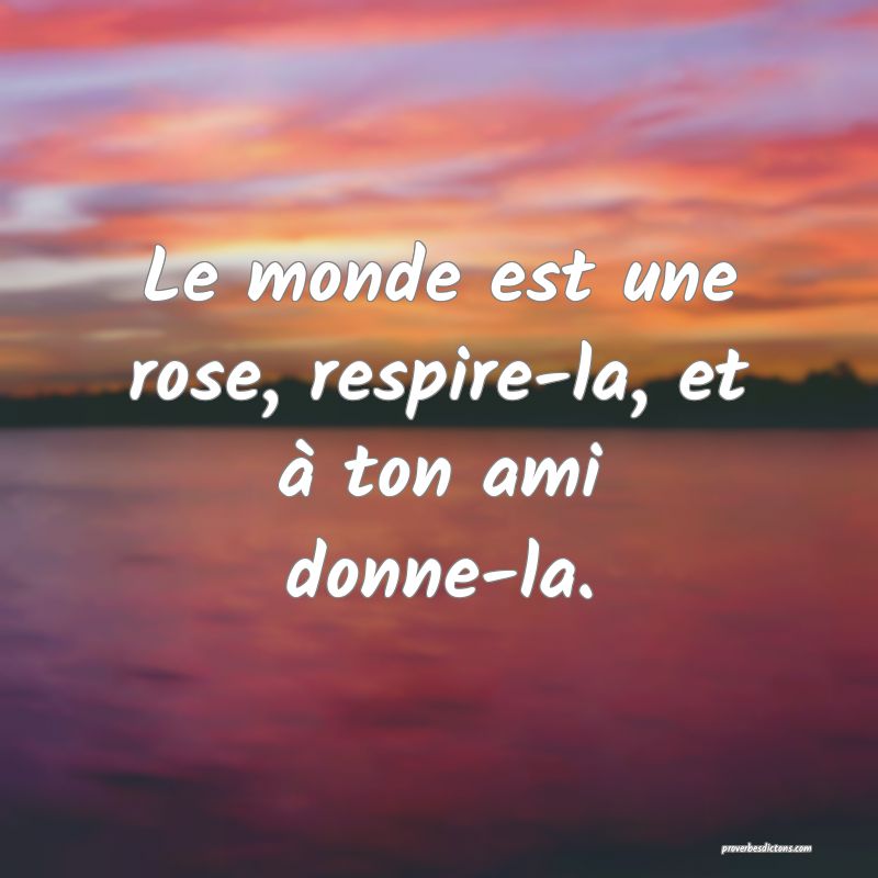 Le monde est une rose, respire-la, et à ton ami donne-la.