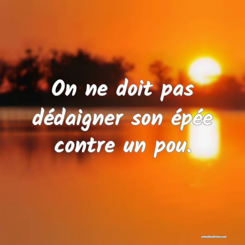On ne doit pas dédaigner son épée contre un pou.