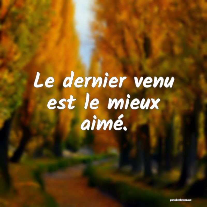 Le dernier venu est le mieux aimé.