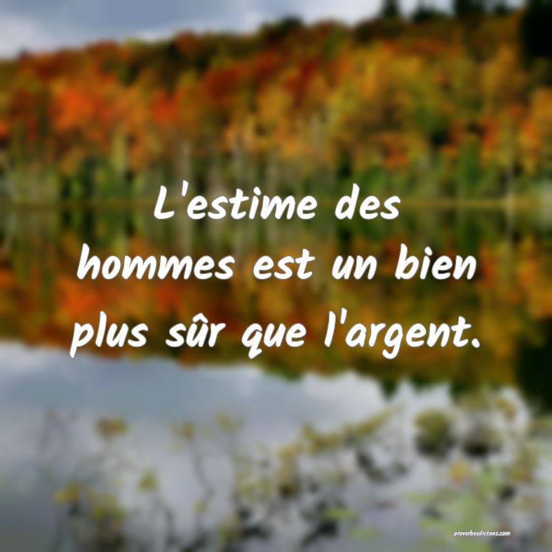 L'estime des hommes est un bien plus sûr que l'argent.