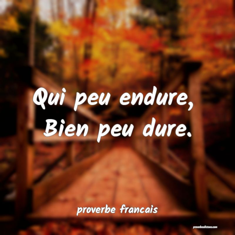Qui peu endure, 
Bien peu dure.