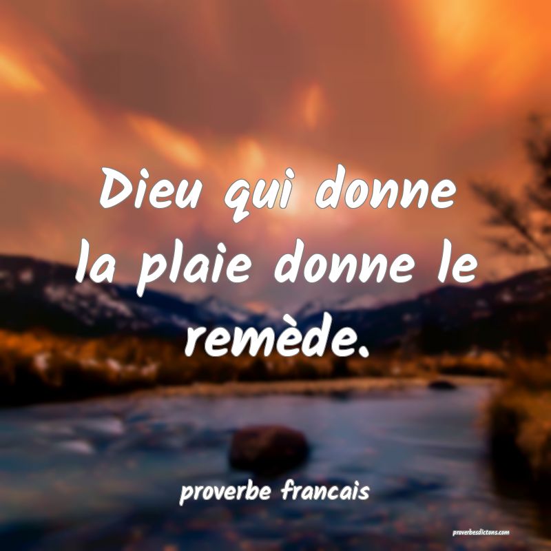Dieu qui donne la plaie donne le remède.
