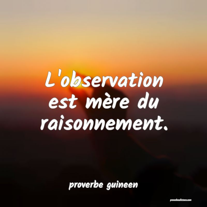  L'observation est mère du raisonnement.