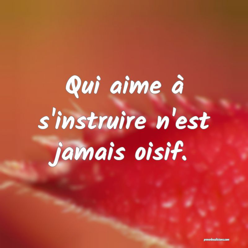 Qui aime à s'instruire n'est jamais oisif.