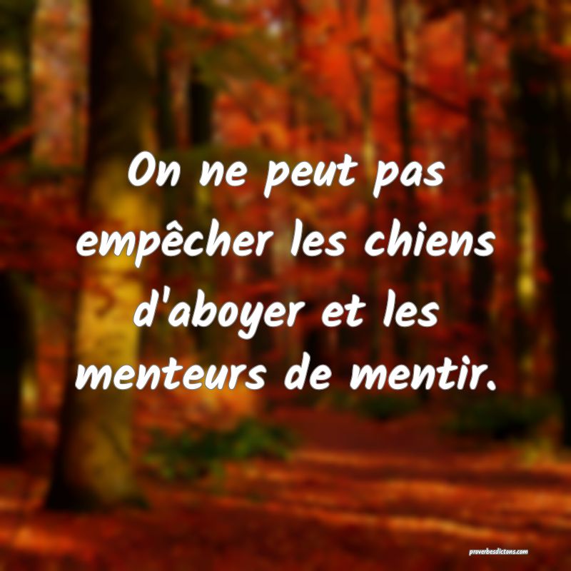 On ne peut pas empêcher les chiens d'aboyer et les menteurs de mentir.