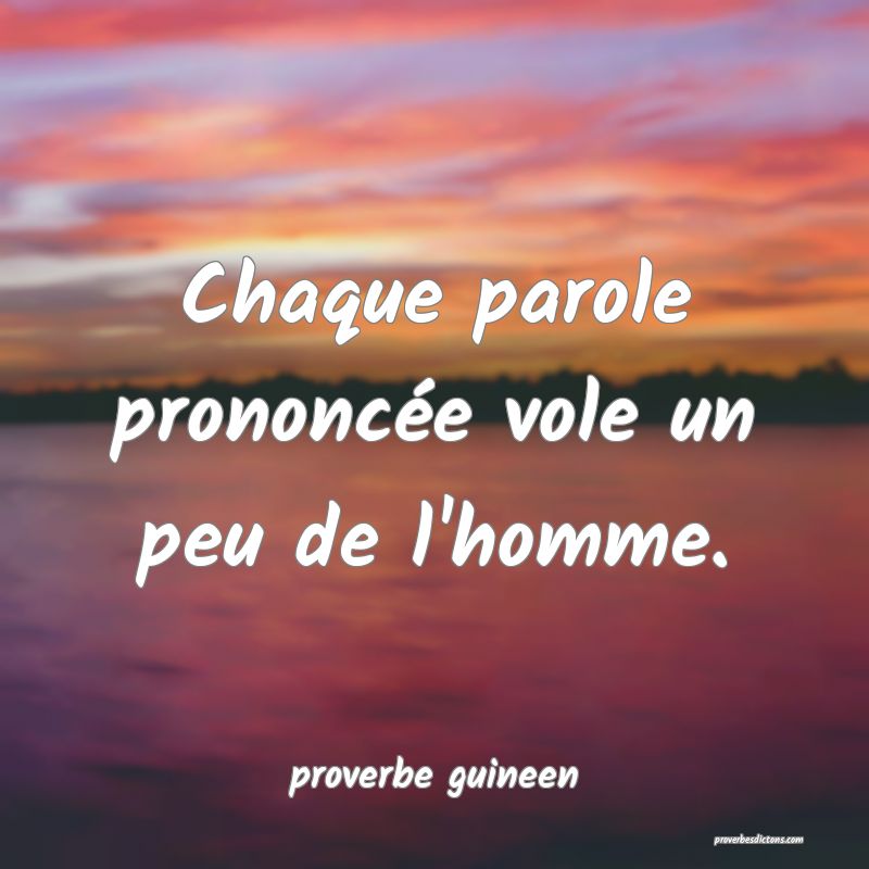  Chaque parole prononcée vole un peu de l'homme.