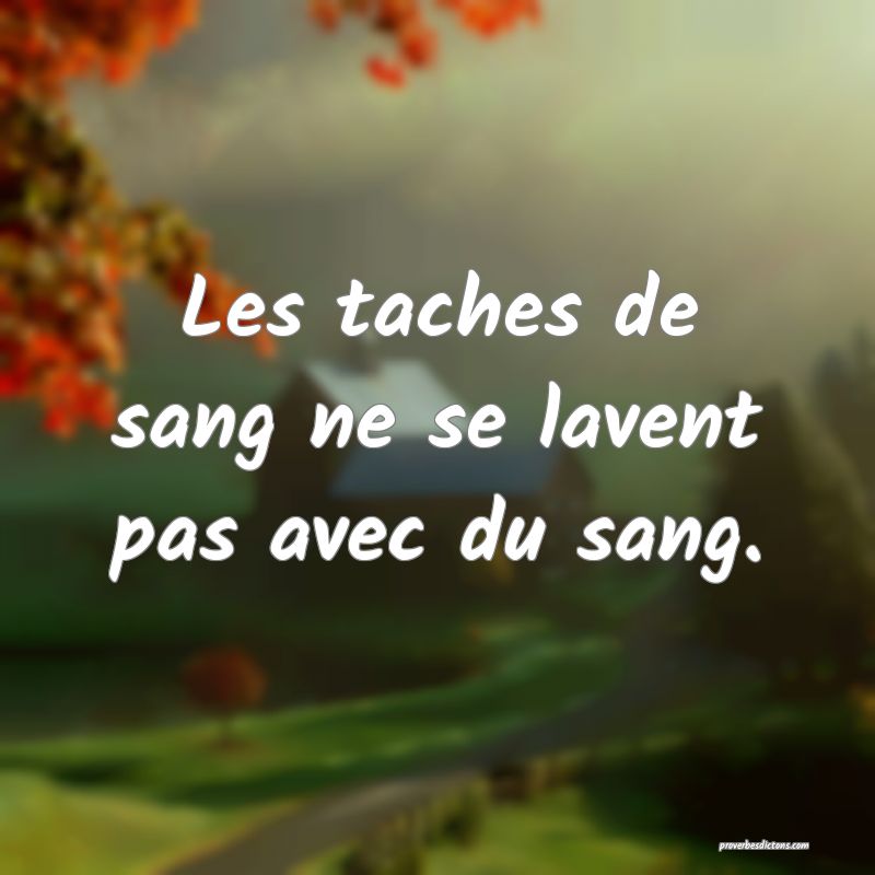 Les taches de sang ne se lavent pas avec du sang.