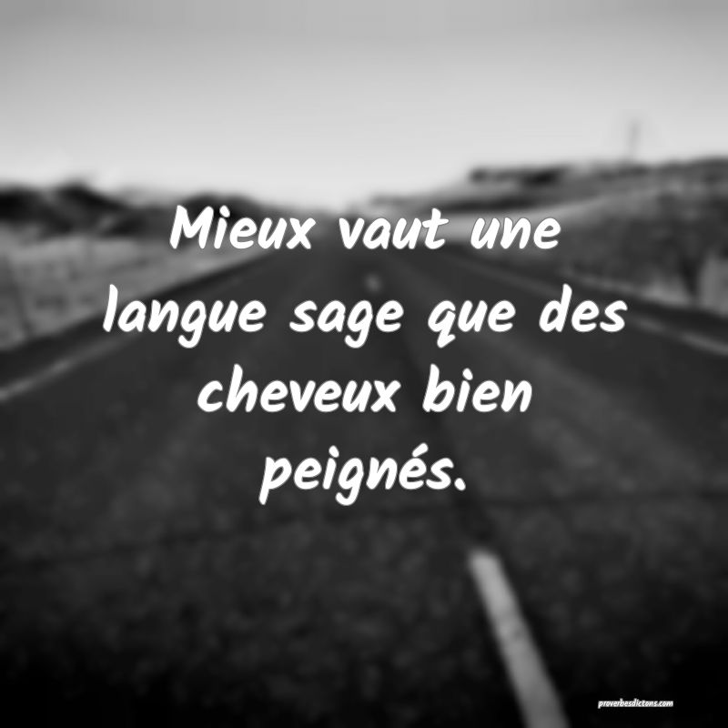 Mieux vaut une langue sage que des cheveux bien peignés.