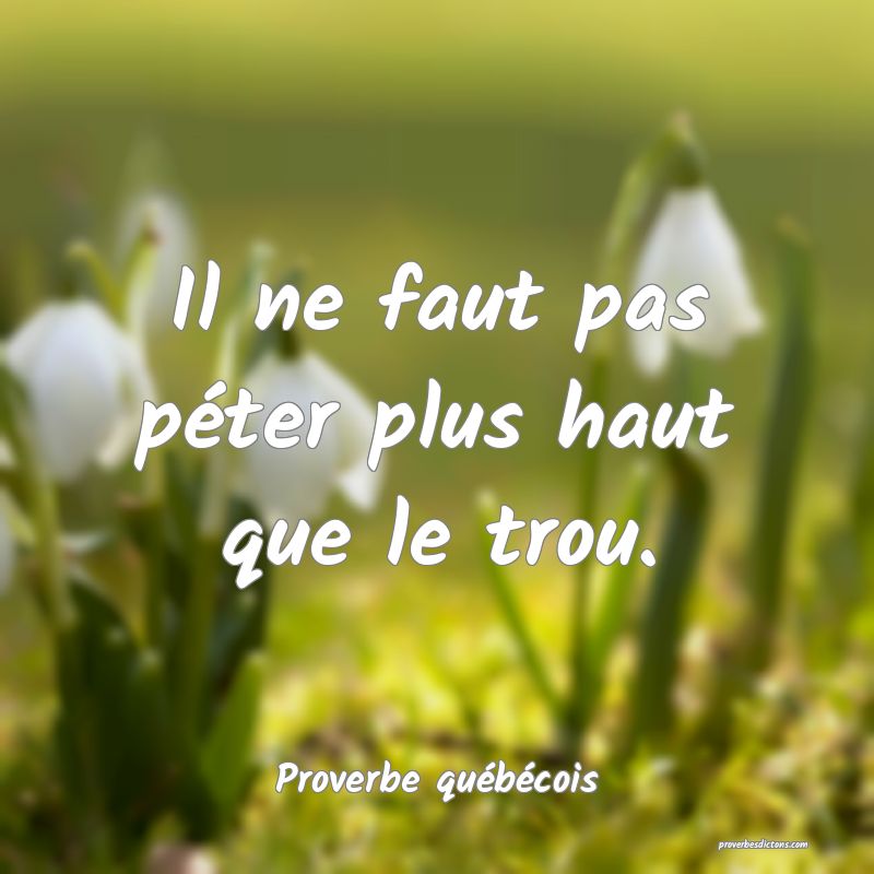  Il ne faut pas péter plus haut que le trou.