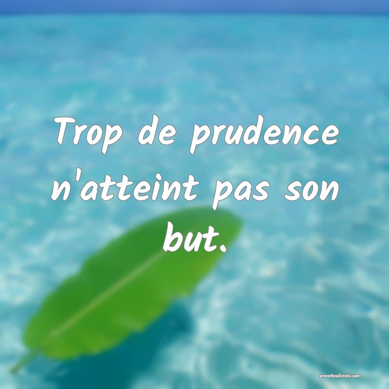 Trop de prudence n'atteint pas son but.