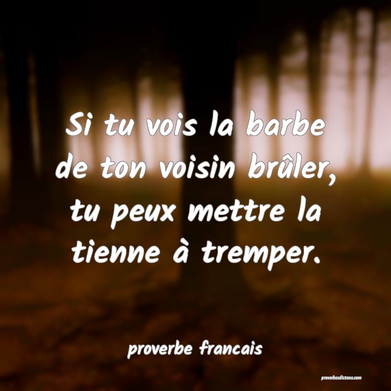 Si tu vois la barbe de ton voisin brûler, tu peux mettre la tienne à tremper.