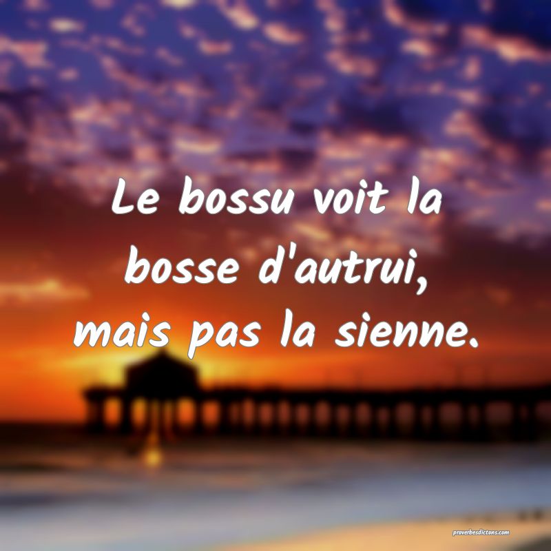 Le bossu voit la bosse d'autrui, mais pas la sienne.