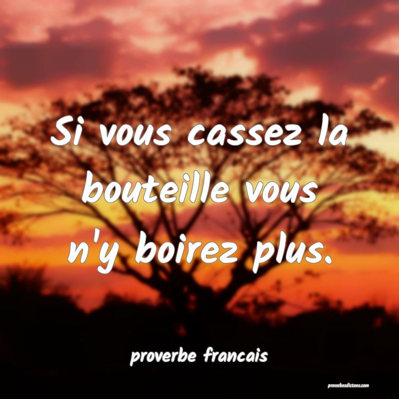 Si vous cassez la bouteille vous n'y boirez plus.