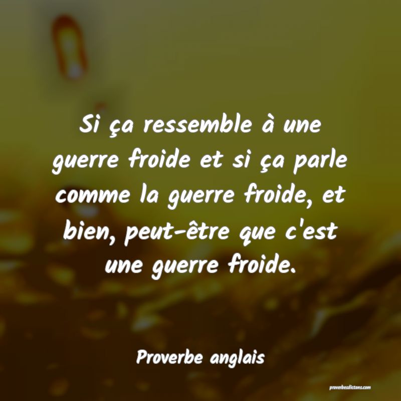  Si ça ressemble à une guerre froide et si ça parle comme la guerre froide, et bien, peut-être que c'est une guerre froide.